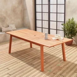 sweeek Tavolo da giardino rettangolare allungabile in legno, 8 a 10 posti