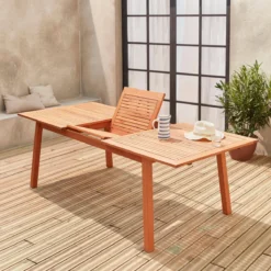 sweeek Tavolo da giardino rettangolare allungabile in legno, 8 a 10 posti