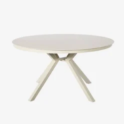 Tavolo da giardino rotondo in alluminio e vetro, 6 posti
