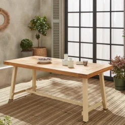 sweeek Tavolo da interno/esterno in legno e metallo, 6-8 posti