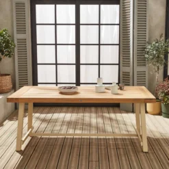 sweeek Tavolo da interno/esterno in legno e metallo, 6-8 posti