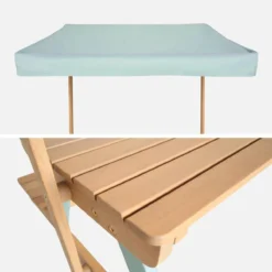 sweeek Tavolo da picnic in legno per bambini con ombrellone, 2 posti