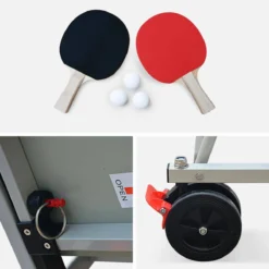 sweeek Tavolo da ping pong per esterni pieghevole con 2 racchette e 3 palline, 274cm