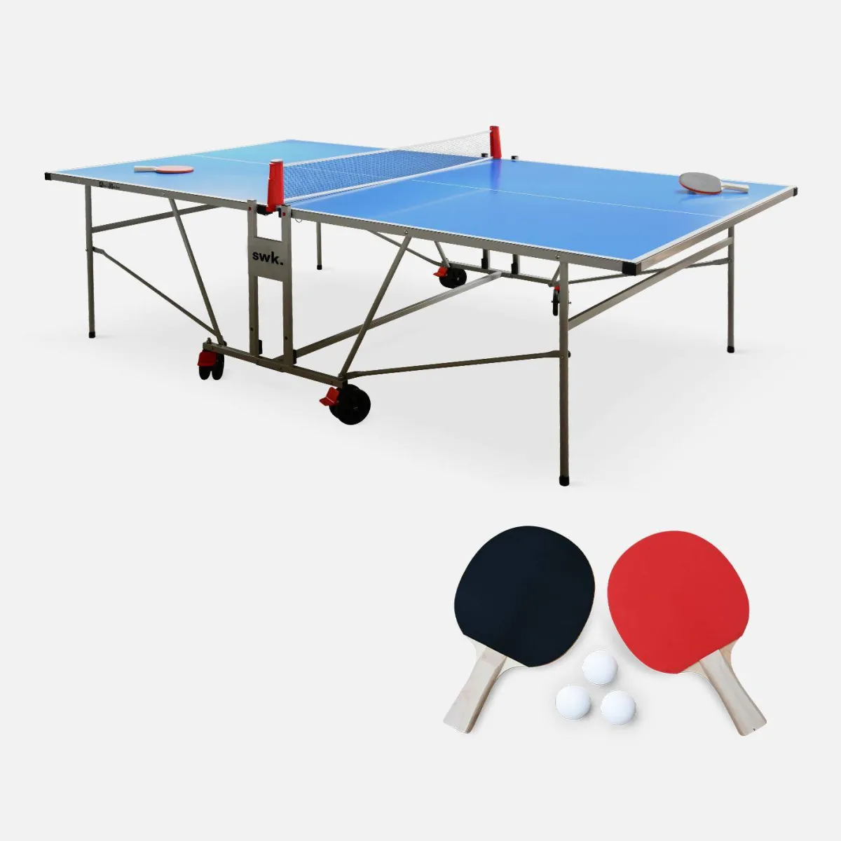 sweeek Tavolo da ping pong per esterni pieghevole con 2 racchette e 3 palline, 274cm