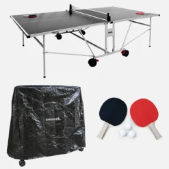 sweeek Tavolo da ping pong per esterni 274cm con 2 racchette e 3 palline + copertura in PVC