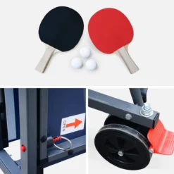 sweeek Tavolo da ping pong per interni piegabile con 2 racchette e 3 palline, 274cm