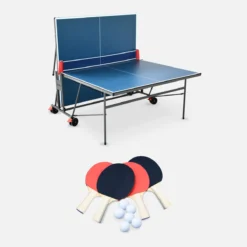 sweeek Tavolo da ping pong pieghevole da interno con 4 racchette e 6 palline, 274cm