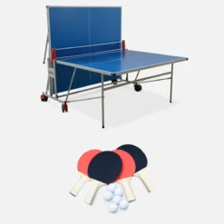 sweeek Tavolo da ping pong pieghevole per esterni con 4 racchette e 6 palline, 274cm