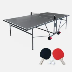 Tavolo da ping pong pieghevole da interno con 4 racchette e 6 palline, 274cm