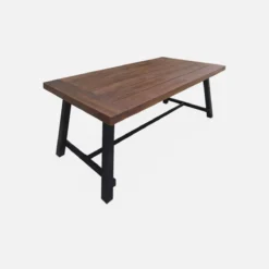 sweeek Tavolo da pranzo in legno e metallo, 2 poltrone, 4 sedie