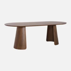 sweeek Tavolo da pranzo ovale decorato in legno, 8 posti