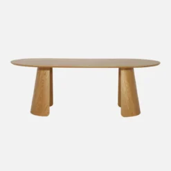 Tavolo da pranzo ovale decorato in legno, 8 posti