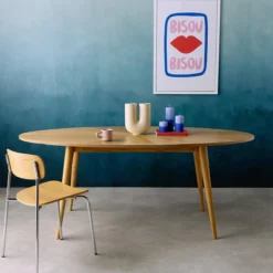 sweeek Tavolo da pranzo ovale in legno di hevea e impiallacciatura di quercia 6 posti