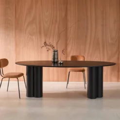 Tavolo da pranzo ovale in legno di hevea e impiallacciato rovere 8 posti