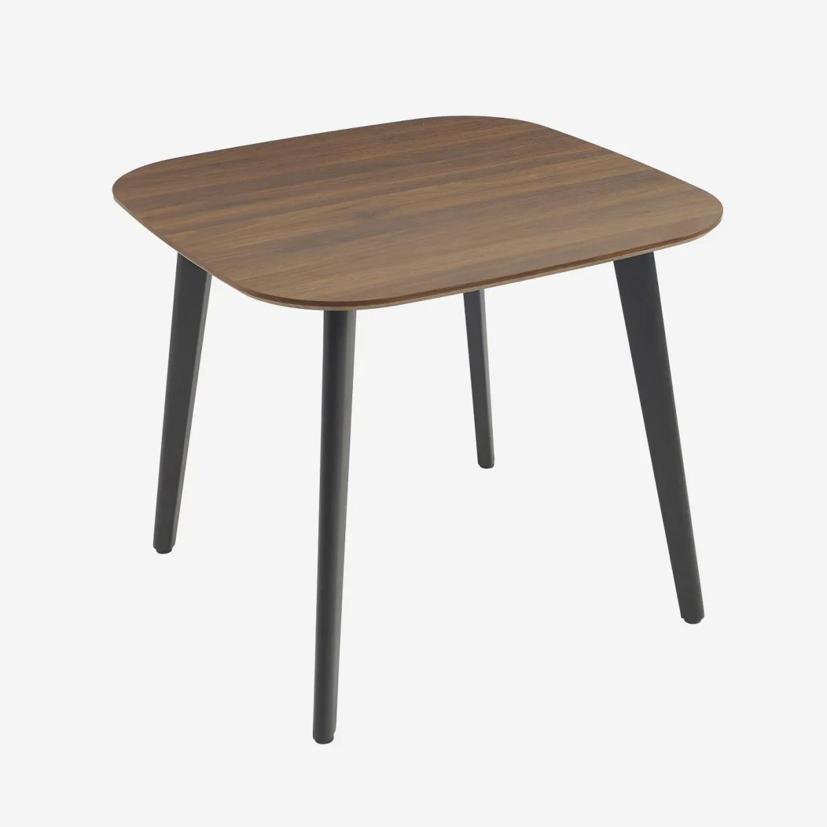 sweeek Tavolo da pranzo quadrato effetto legno con gambe in metallo nero 4 posti