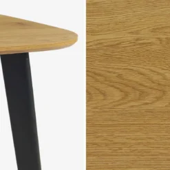 Tavolo da pranzo quadrato effetto legno con gambe in metallo nero 4 posti