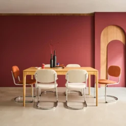 sweeek Tavolo da pranzo rettangolare in legno di hevea di 6 posti