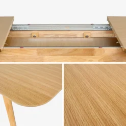 sweeek Tavolo da pranzo rettangolare allungabile 160 - 210 cm, rivestito in rovere e metallo