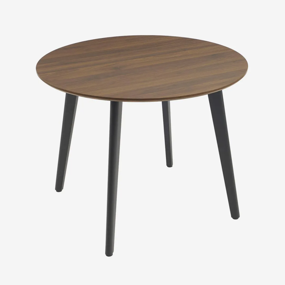sweeek Tavolo da pranzo rotondo effetto legno con gambe in metallo nero 4 posti