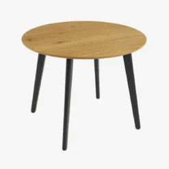 Tavolo da pranzo rotondo effetto legno con gambe in metallo nero 4 posti