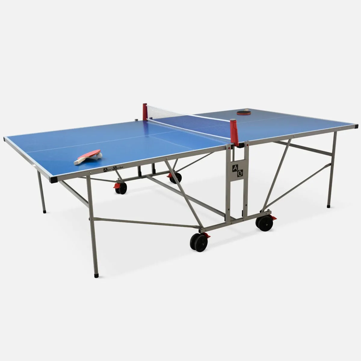 sweeek Tavolo ping pong per esterni pieghevole con 2 racchette e 3 palline + copertura in PVC