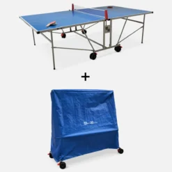sweeek Tavolo ping pong per esterni pieghevole con 2 racchette e 3 palline + copertura in PVC