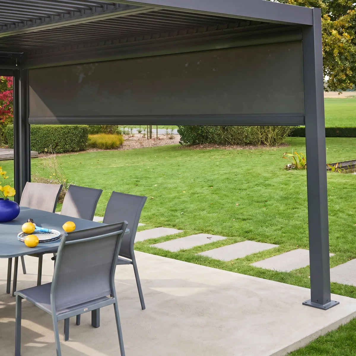sweeek Tenda laterale avvolgibile alluminio e textilene per pergola, 4m