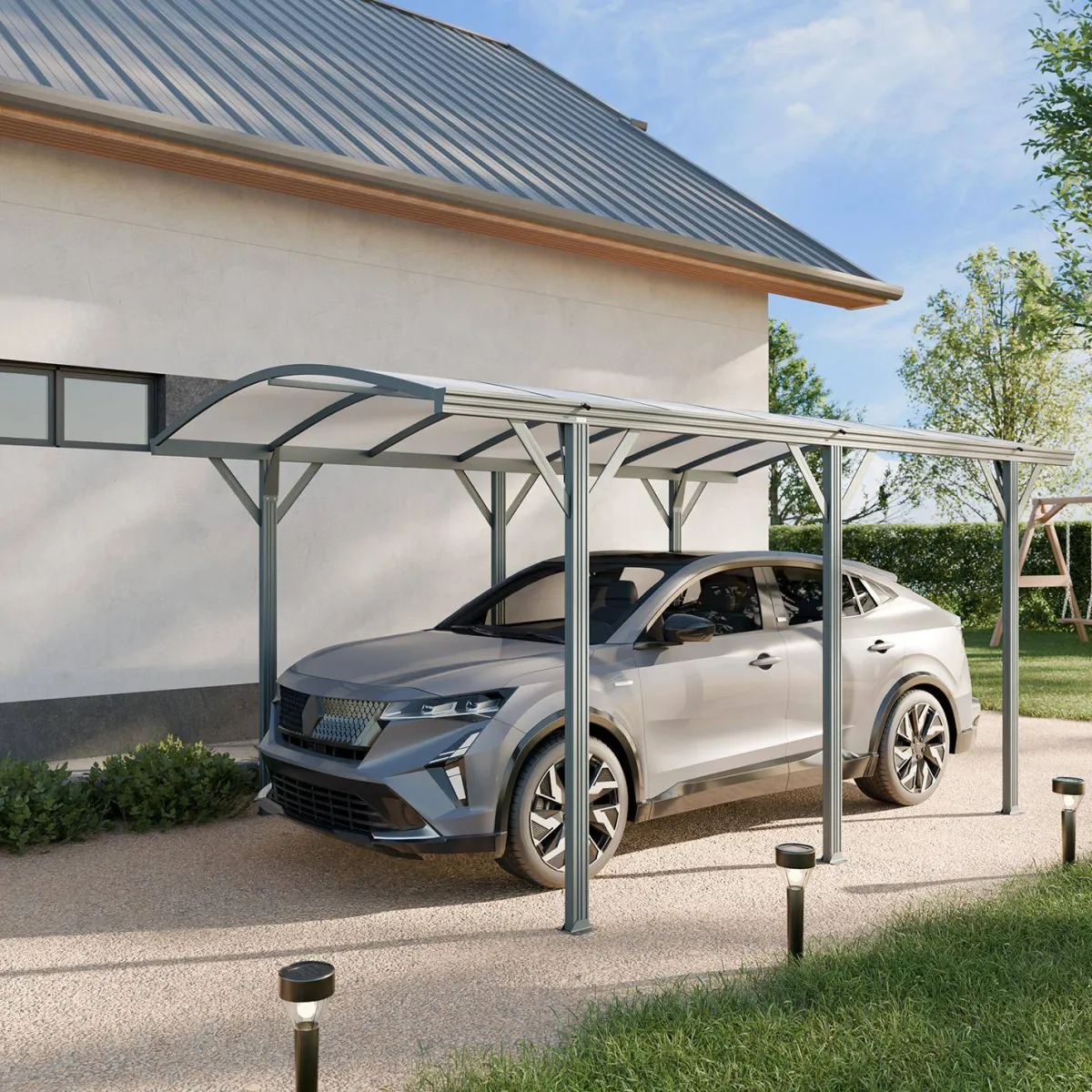 sweeek Tettoia per auto in alluminio e policarbonato, 15m²