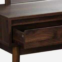 sweeek Toeletta trucco decorata in legno con specchio e 2 cassetti, 90cm