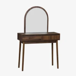 sweeek Toeletta trucco decorata in legno con specchio e 2 cassetti, 90cm