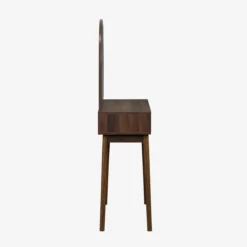 sweeek Toeletta trucco decorata in legno con specchio e 2 cassetti, 90cm