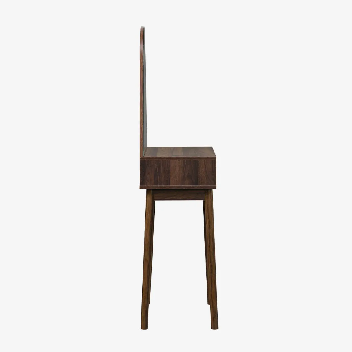 sweeek Toeletta trucco decorato in legno, specchio rotondo e 1 cassetto, 60cm