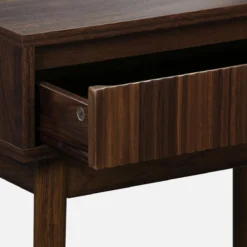 sweeek Toeletta trucco decorato in legno, specchio rotondo e 1 cassetto, 60cm