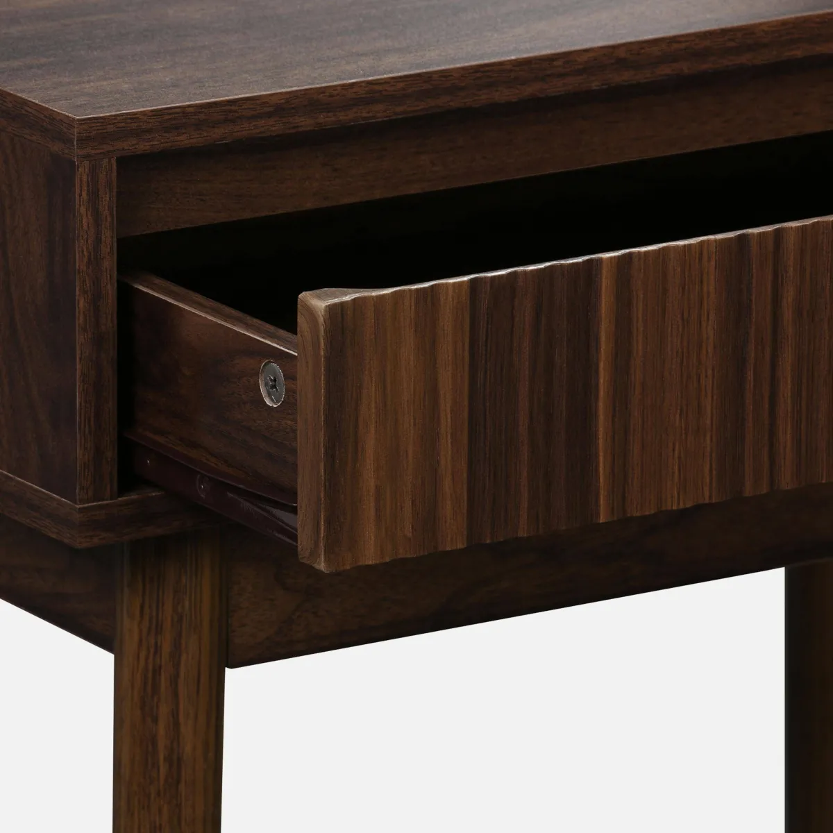 sweeek Toeletta trucco decorato in legno, specchio rotondo e 1 cassetto, 60cm
