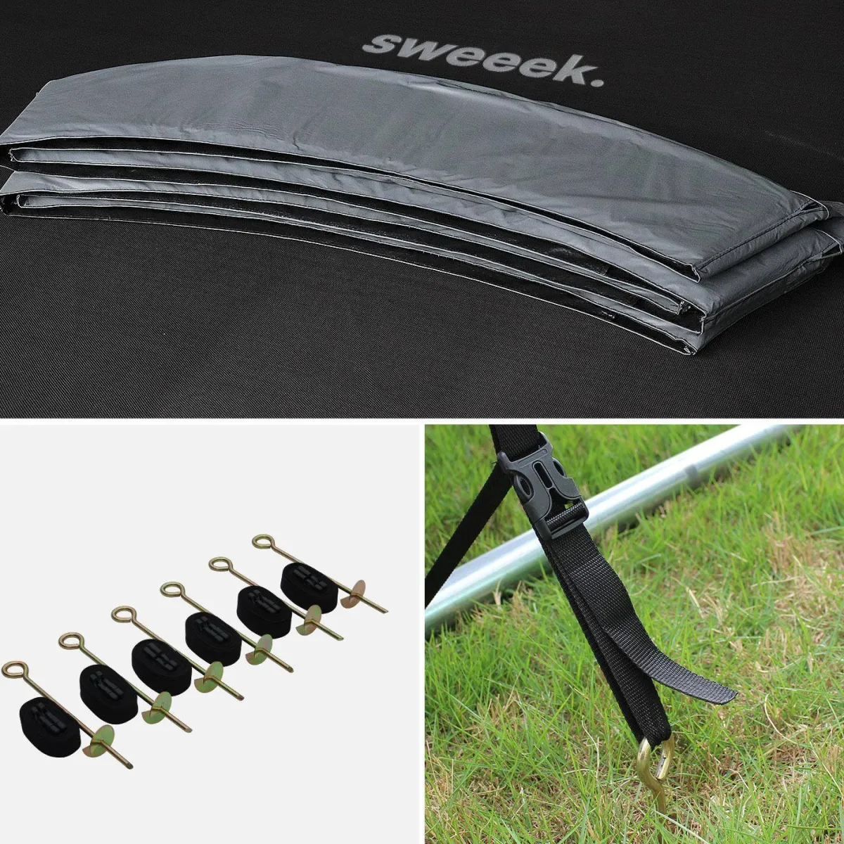 sweeek Trampolino retondo 490cm rete interna con pacchetto accessori