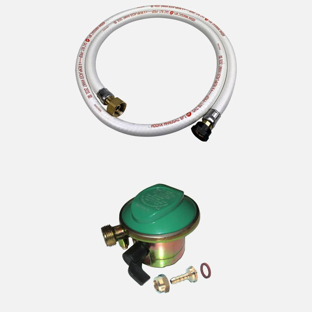 sweeek Tubo flessibile per gas butano Quick-On 20mm con regolatore, 1,5m
