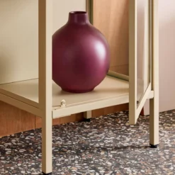 sweeek Vetrina in acciaio e vetro temperato con 1 anta, 160cm