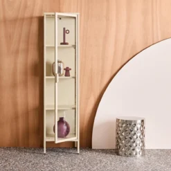 sweeek Vetrina in acciaio e vetro temperato con 1 anta, 160cm