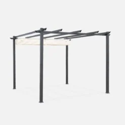 3x3m Pergola, alluminio, copertura scorrevole