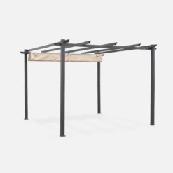 sweeek 3x3m Pergola, alluminio, copertura scorrevole
