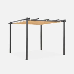 sweeek 3x3m Pergola, alluminio, copertura scorrevole