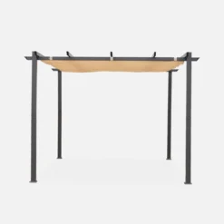 sweeek 3x3m Pergola, alluminio, copertura scorrevole